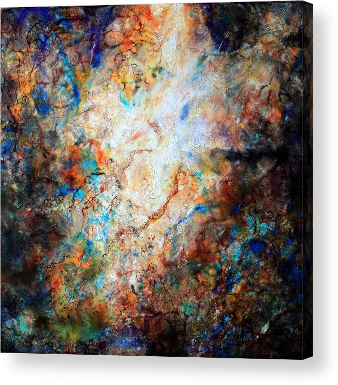 Encaustic Abstract Acrylic Print featuring the painting We Build Our Own Cages 2 Unrequited by Mary C Farrenkopf