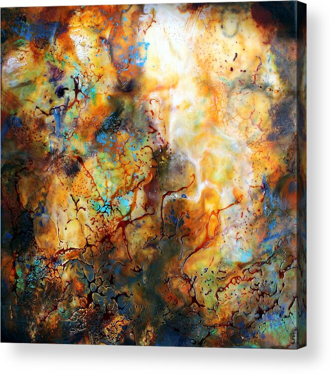 Abstract Acrylic Print featuring the painting We Build Our Own Cages by Mary C Farrenkopf