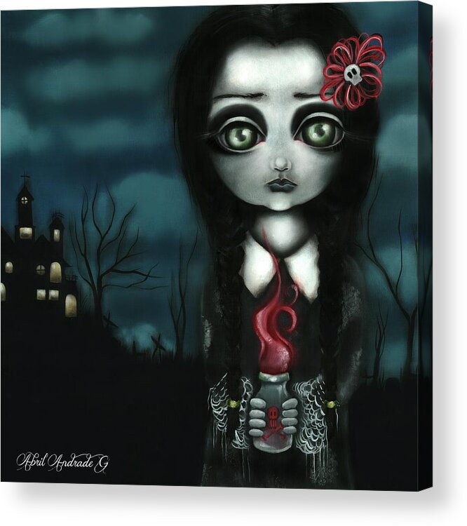 Wednesday Addams Acrylic Print featuring the painting Wednesday by Abril Andrade