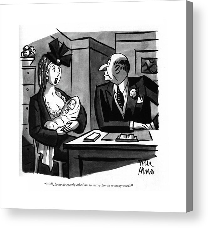 111068 Par Peter Arno  Acrylic Print featuring the drawing In So Many Words by Peter Arno
