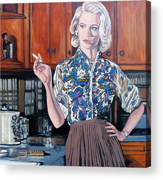 Betty Draper Acrylic Print featuring the painting What's For Dinner? by Tom Roderick
