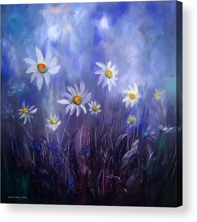 Flowers Acrylic Print featuring the painting White Daisies by Gina De Gorna