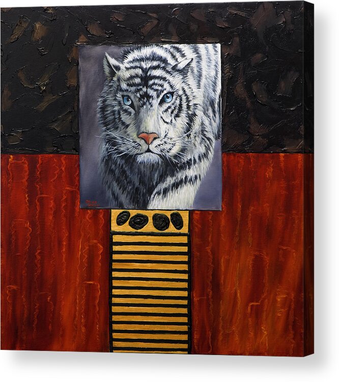 Animal Acrylic Print featuring the painting White Tiger by Darice Machel McGuire