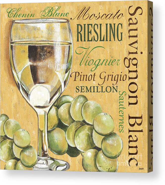 Wine Acrylic Print featuring the painting White Wine Text by Debbie DeWitt