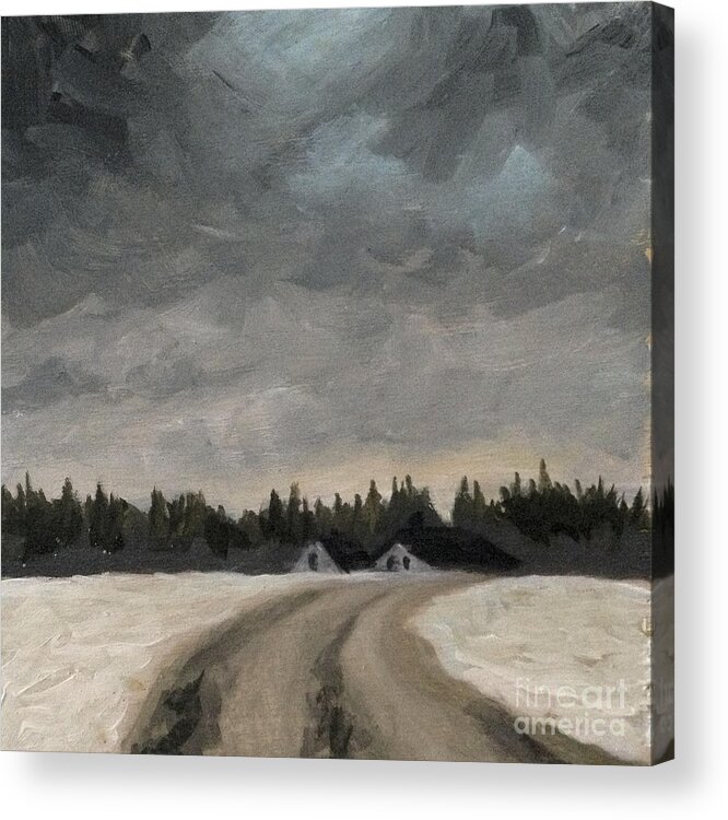 Road Acrylic Print featuring the painting Winter Road by Ric Nagualero
