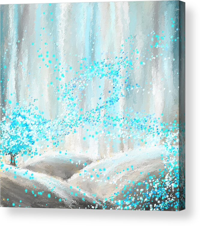 Blue Acrylic Print featuring the painting Winter Showers by Lourry Legarde