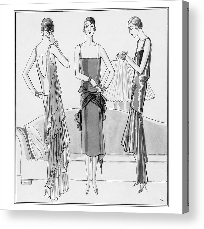 Fashion Acrylic Print featuring the digital art Women Model Evening Dresses by Porter Woodruff