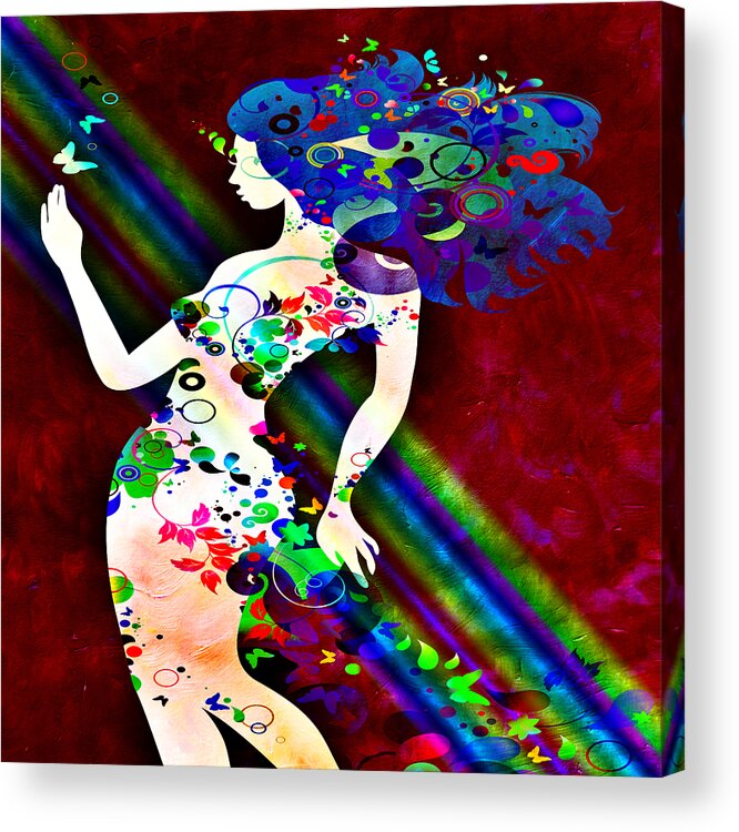 Amaze Acrylic Print featuring the mixed media Wondering At The End Of The Rainbow by Angelina Tamez