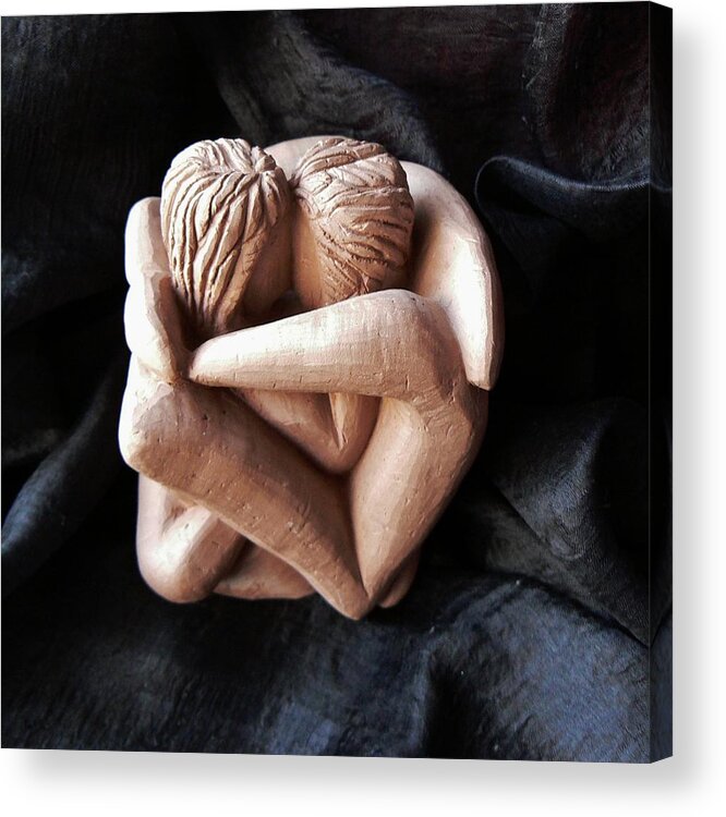 Sculpture Acrylic Print featuring the sculpture Wrapped up in each other by Barbara St Jean