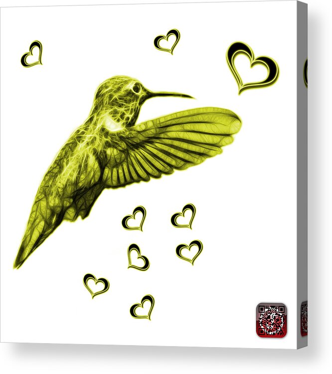Hummingbird Acrylic Print featuring the digital art Yellow Hummingbird - 2055 F S M by James Ahn