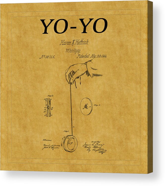 Yo Yo Acrylic Print featuring the photograph Yo Yo Patent 1 by Andrew Fare