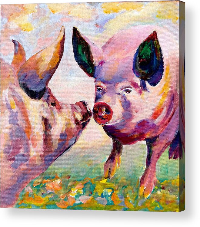 Hogs Acrylic Print featuring the painting Yoga is Our Sport by Naomi Gerrard