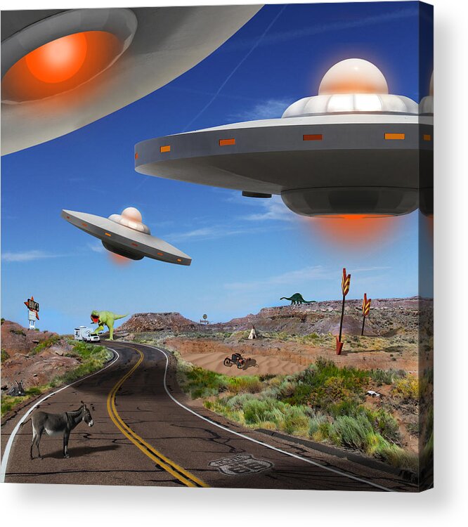Surrealism Acrylic Print featuring the photograph You Never Know What You will See On Route 66 2 by Mike McGlothlen