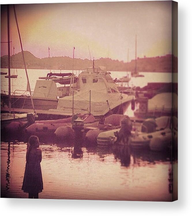 Italianeography Acrylic Print featuring the photograph Little Girl In Little Harbour. Elba #1 by Ilaria Agostini