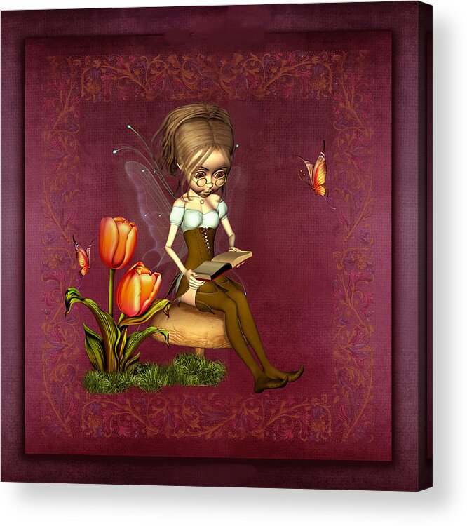 Fairy In The Garden Acrylic Print featuring the digital art Fairy in the garden #3 by John Junek