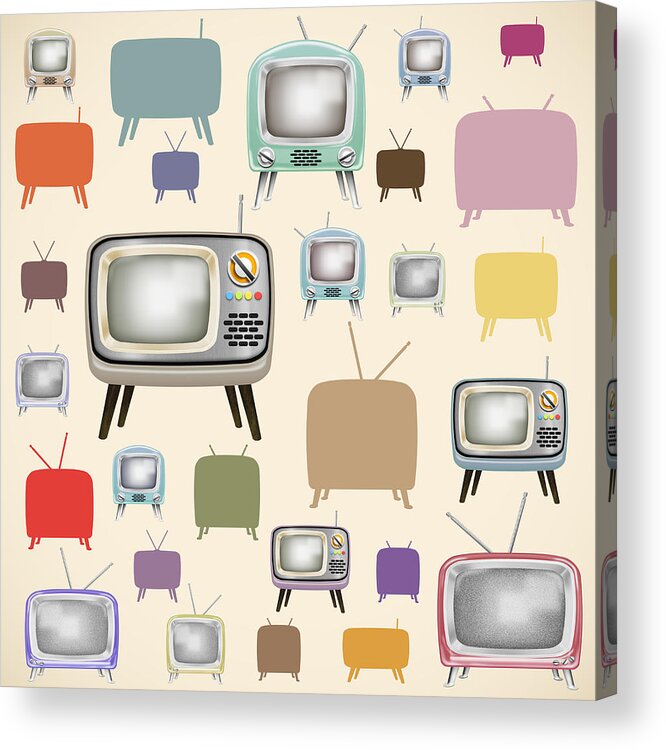 Analog Acrylic Print featuring the painting retro TV pattern #4 by Setsiri Silapasuwanchai