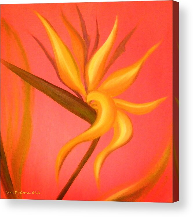 Flower Acrylic Print featuring the painting Bird of Paradise #5 by Gina De Gorna