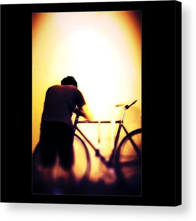 Instagrammer Acrylic Print featuring the photograph A Devoted Biker by The Art.box