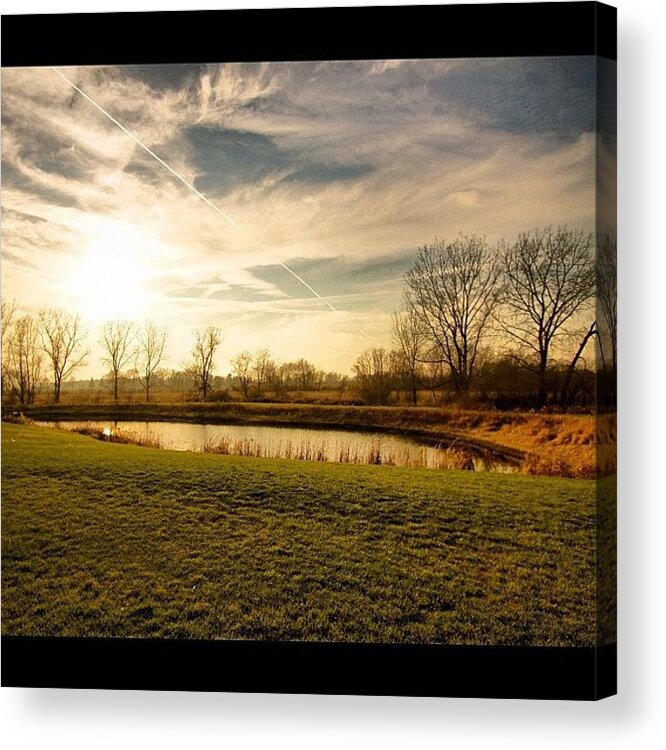 Beautiful Acrylic Print featuring the photograph A #peaceful Spot. #pond #water #sky by Aran Ackley