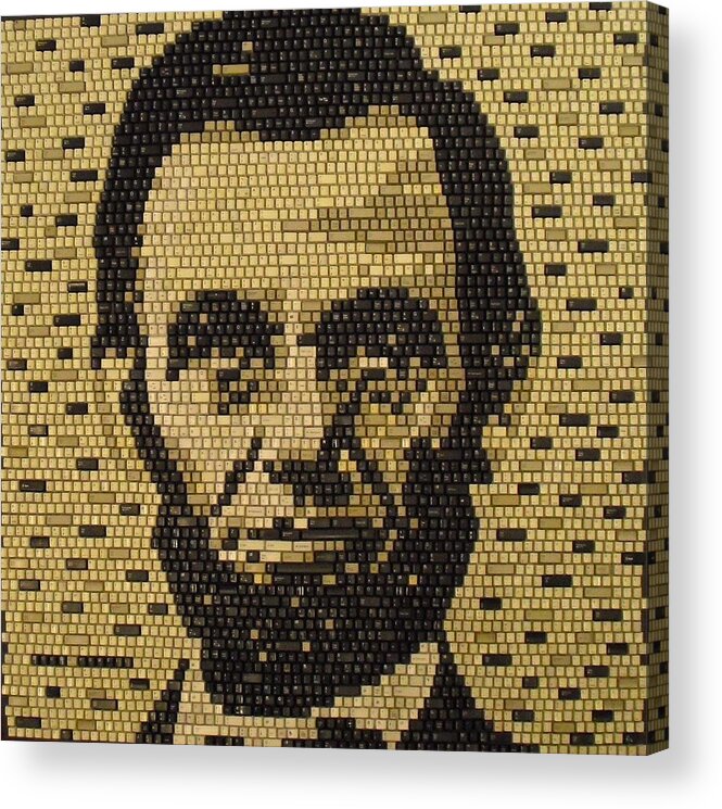 Abe Acrylic Print featuring the mixed media Abe Lincoln by Doug Powell