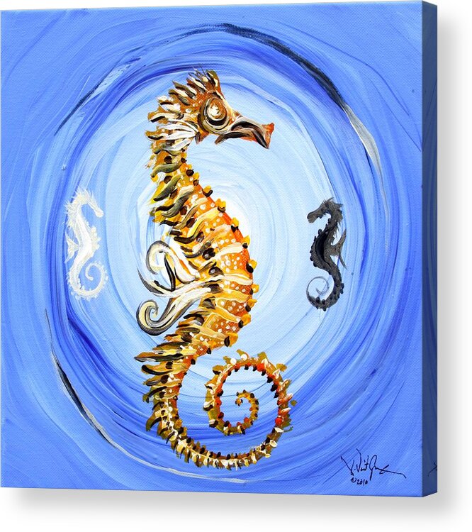 Seahorse Acrylic Print featuring the painting Abstract Sea Horse by J Vincent Scarpace