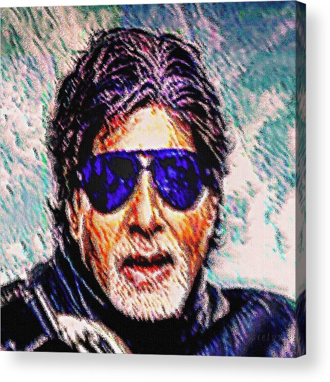 Amitabh Bachchan Acrylic Print featuring the painting Amitabh Bachchan - God of Bollywood by Piety Dsilva