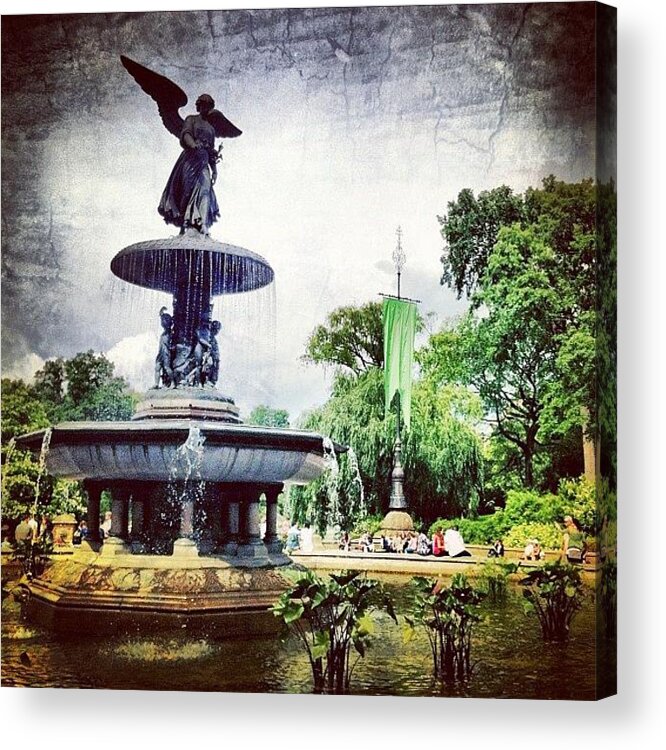 Summer Acrylic Print featuring the photograph Angel Fountain. #centralpark #nyc by Luke Kingma