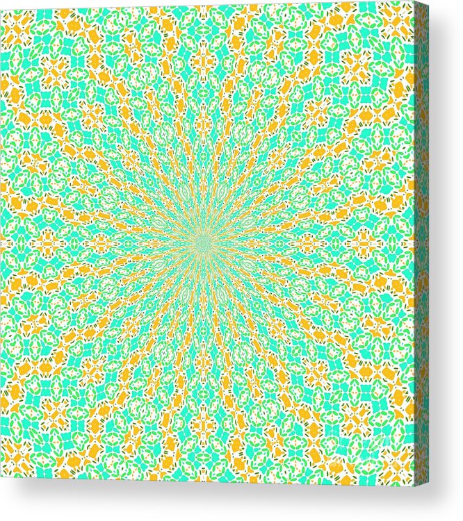 Kaleidoscope Acrylic Print featuring the digital art Aqua Soleil by Lisa Argyropoulos