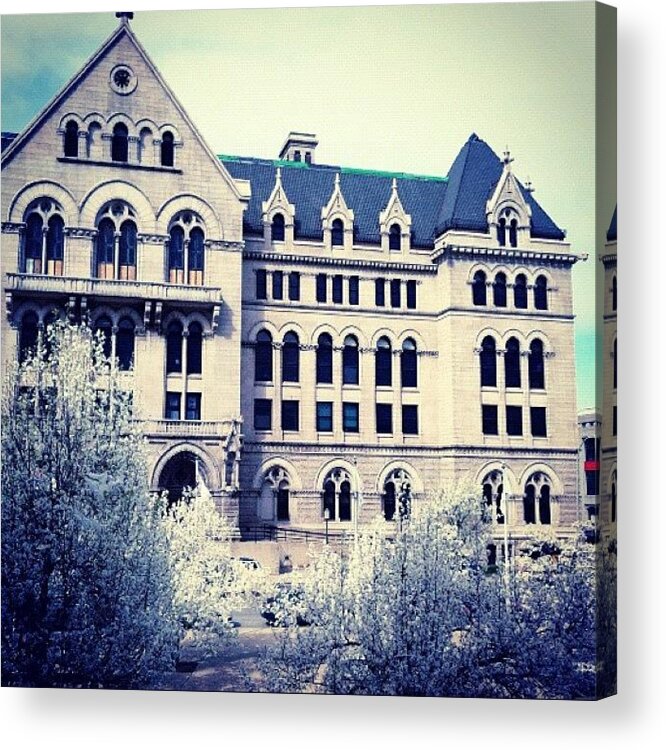 Downtown Acrylic Print featuring the photograph #architecture #buildings #buffalo by Jenna Luehrsen