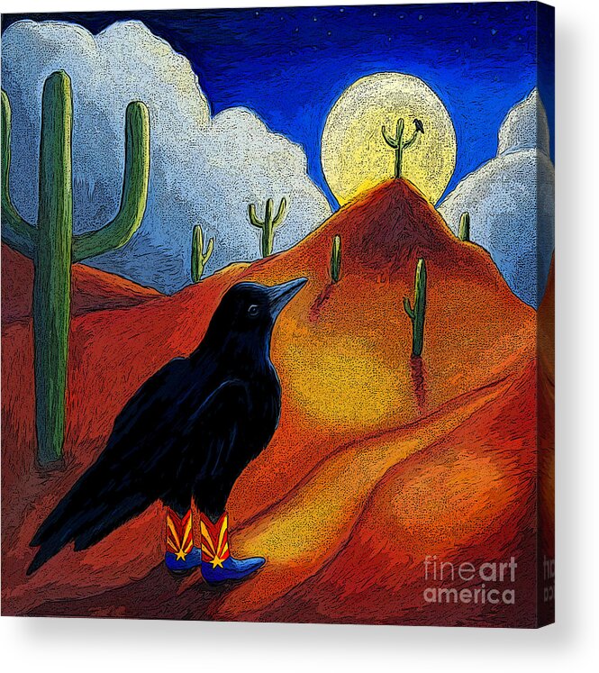 Raven Acrylic Print featuring the painting AZ Raven by Victoria Page