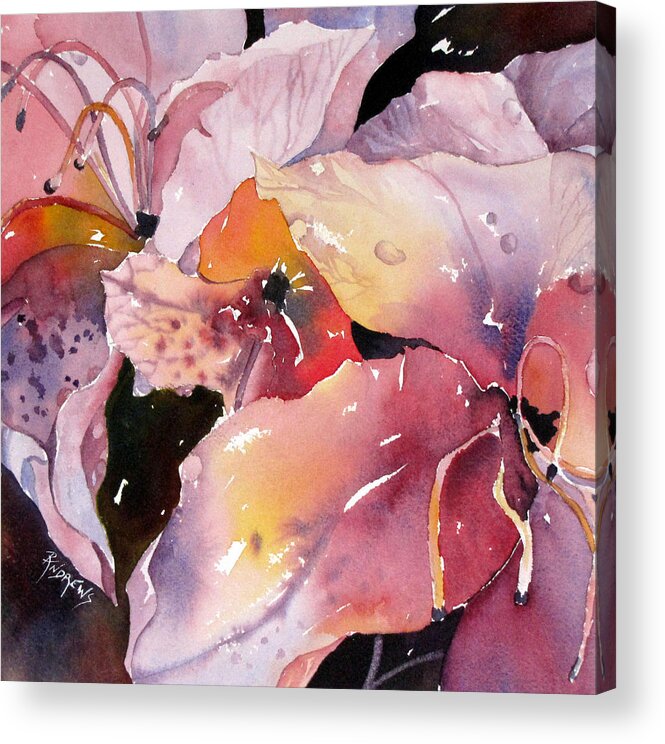 Flowers Acrylic Print featuring the painting Azaleas close Focus by Rae Andrews