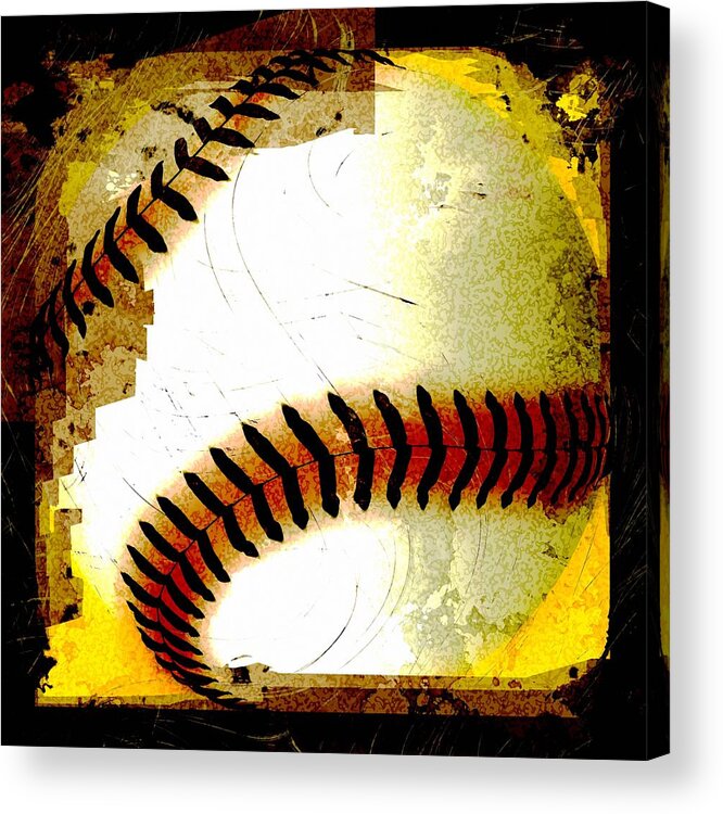 Baseball Acrylic Print featuring the digital art Baseball Abstract by David G Paul