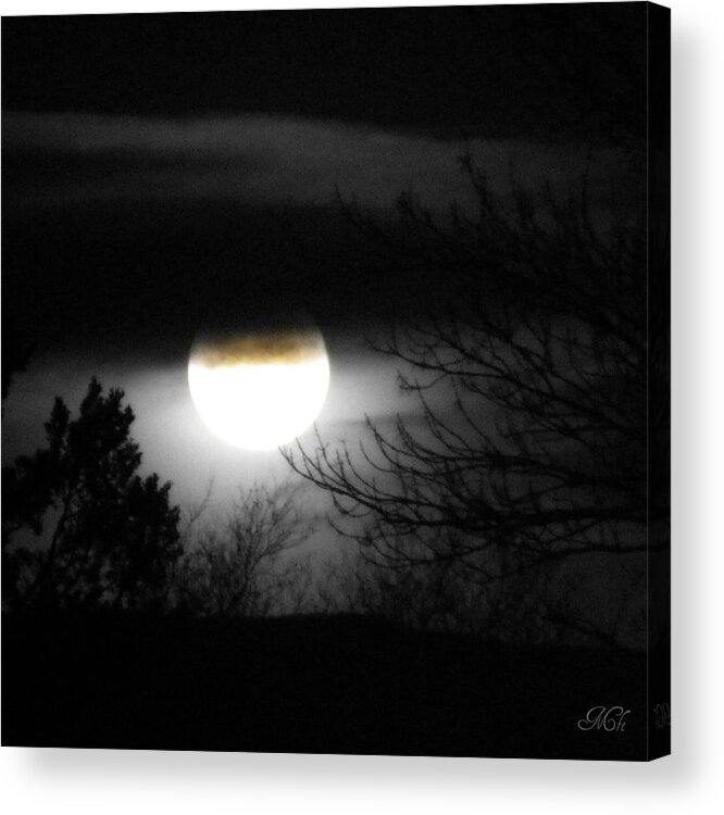 Black And White Photo Acrylic Print featuring the photograph Black and White Full Moon by Michelle Frizzell-Thompson