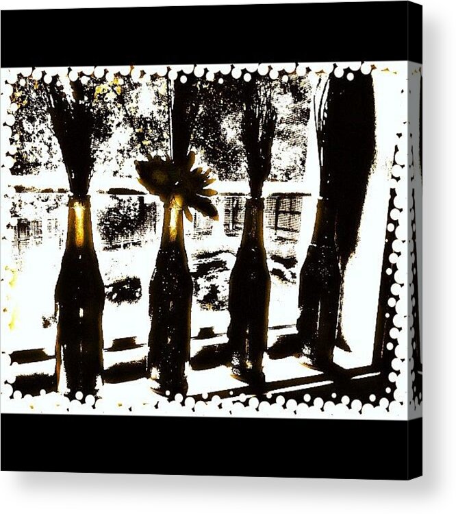 Me Acrylic Print featuring the photograph #bottle #wine #window #black #trees by Shawna Poulter