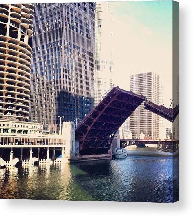 Statestreet Acrylic Print featuring the photograph Bridges Still Go Up In #chicago ? by Patrick Hurley