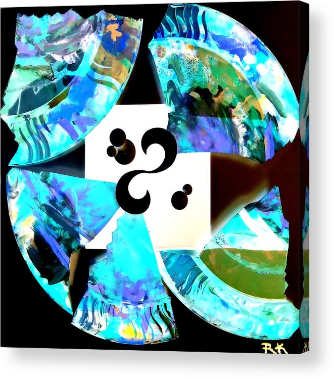 Plate Acrylic Print featuring the digital art Broken Plate Inverted by Ron Kandt
