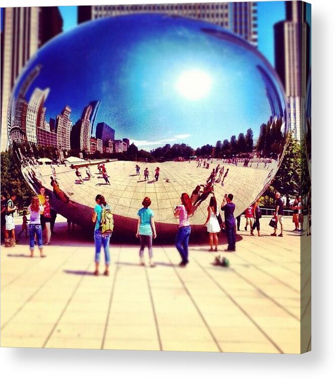 Iphoneonly Acrylic Print featuring the photograph Chicago Reflects Off The Bean by Jonathan Herrera