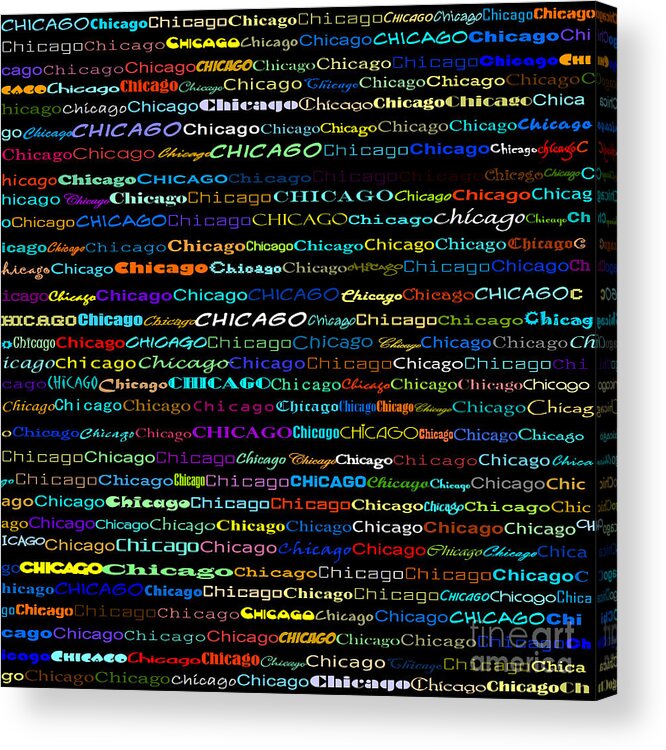 Chicago Acrylic Print featuring the digital art Chicago Text Design I by Susan Stevenson