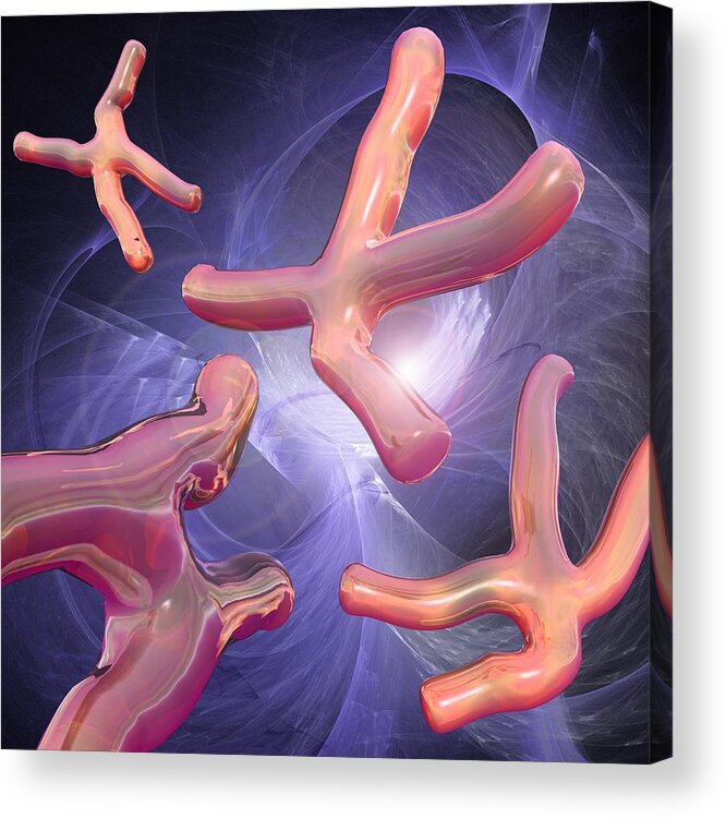 Square Acrylic Print featuring the digital art Chromosomes, Artwork by Laguna Design