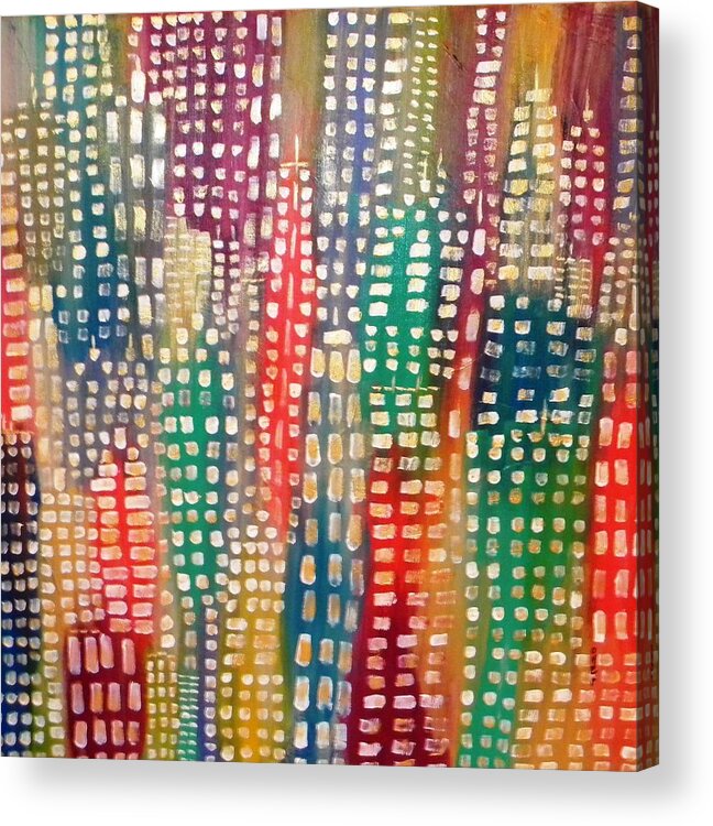 City Acrylic Print featuring the painting City Lights II by Etta Harris
