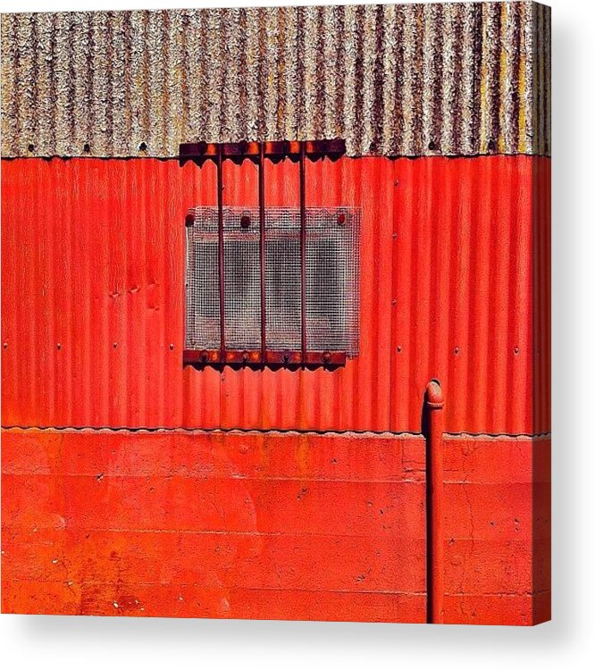 Red Industrial Wall Acrylic Print featuring the photograph Corrugated by Julie Gebhardt