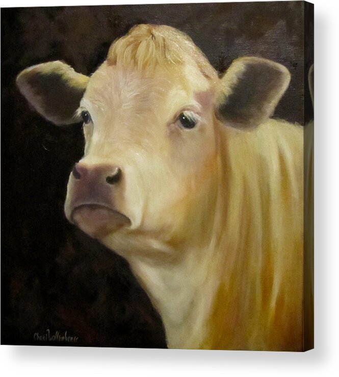 Cow Acrylic Print featuring the painting Cow Painting of Bert by Cheri Wollenberg