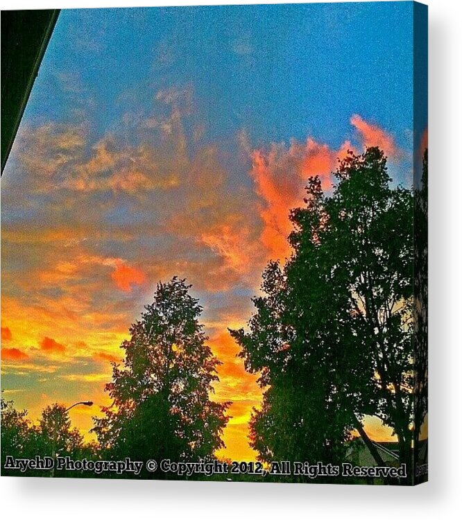 Beautiful Acrylic Print featuring the photograph Fiery Sky's At 7pm 
#fierysky #fiery by Aryeh D