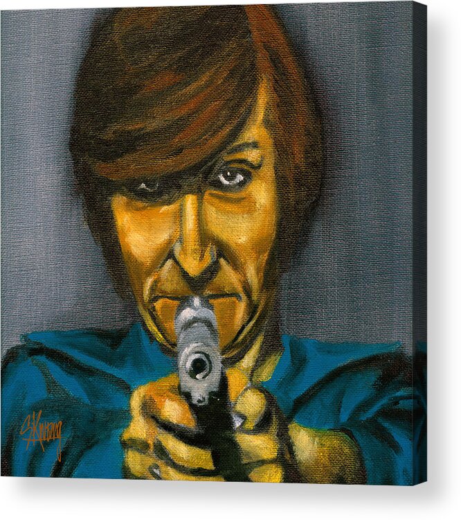Man With Gun Acrylic Print featuring the painting Freeze by Stan Kwong