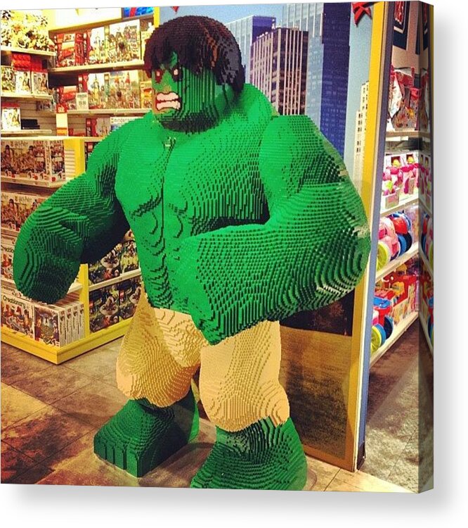 Giant #lego #hulk Toys R Us Times Sq Acrylic Print by Simon