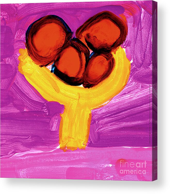 Apples Acrylic Print featuring the painting Happy Fruit by Cortland Bobczynski Age Six