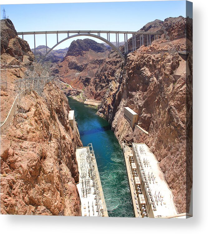 Hoover Dam Bridge Acrylic Print featuring the photograph Hoover Dam Bridge by Mike McGlothlen