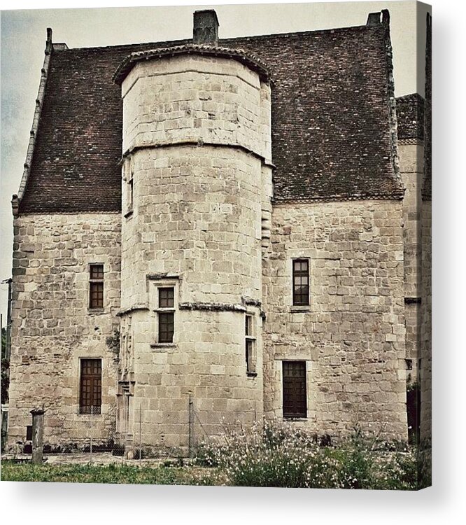 Vintage Acrylic Print featuring the photograph #house #facade #stonehouse #tower #roof by Val Lao