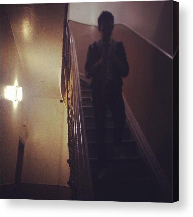  Acrylic Print featuring the photograph @jgwilb In The Dim Light Crazy Stairs by Paige Hogan