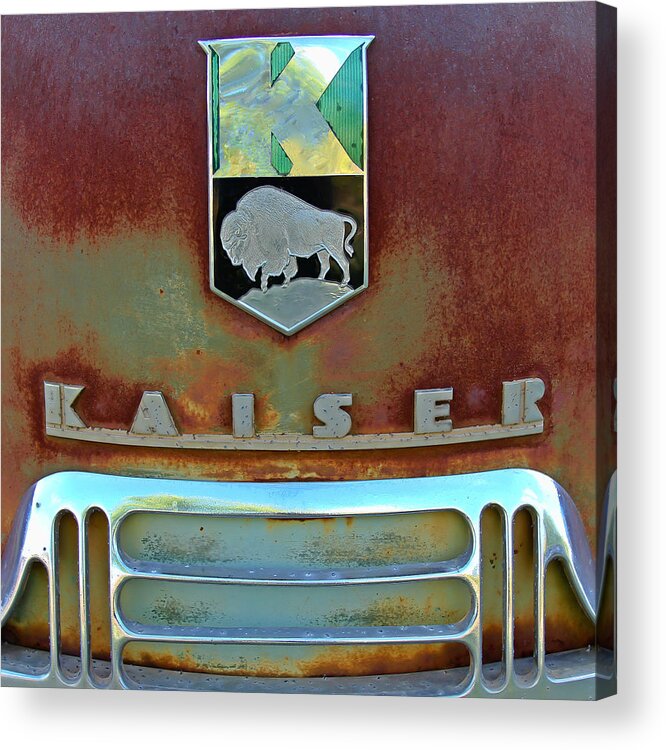 Cars Acrylic Print featuring the photograph Kaiser Vintage Grill Two by Tony Grider